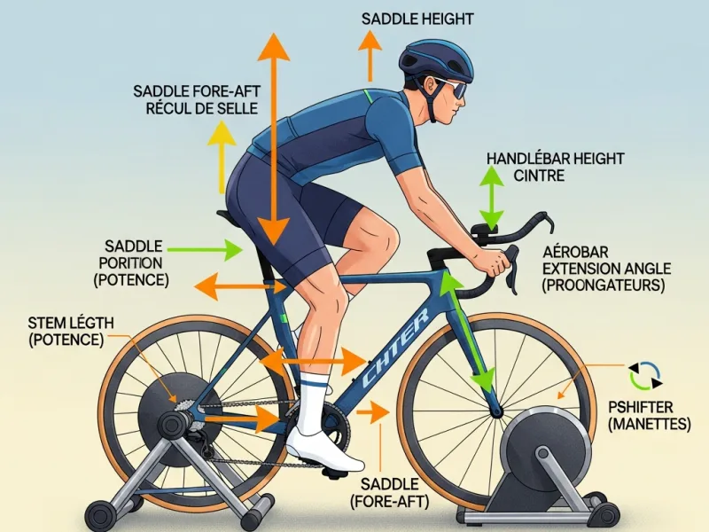 Points de réglage clés pour optimiser la position aéro sur un vélo.