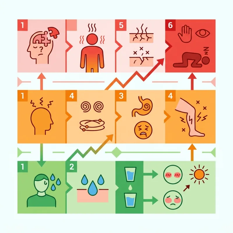 Progression des symptômes de la surchauffe corporelle